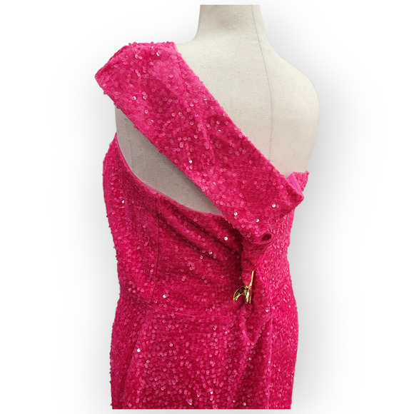 Hot Pink Evening Gown Size 24 - Picture 10 of 11